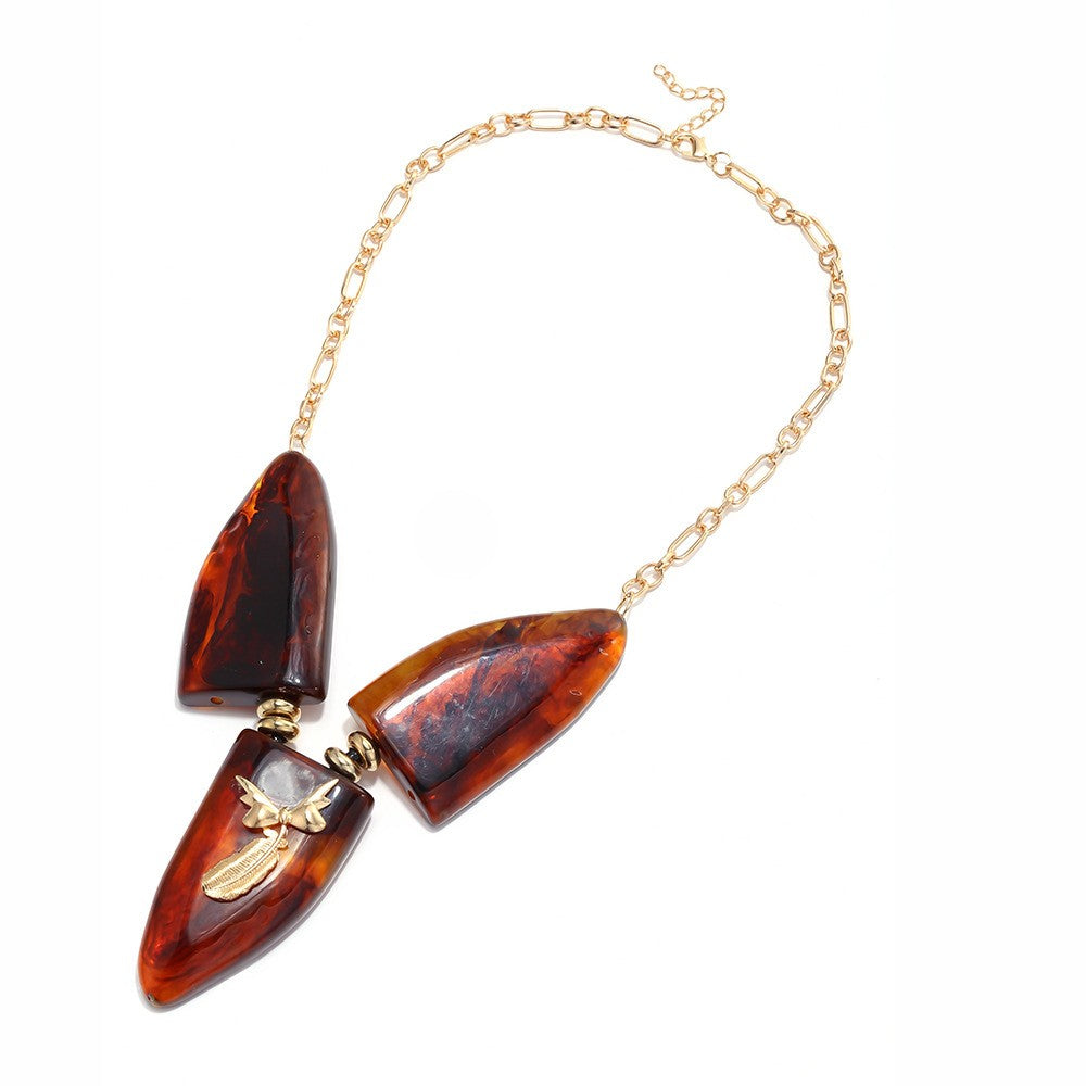 Vintage Tortoiseshell Resin Bird Necklace