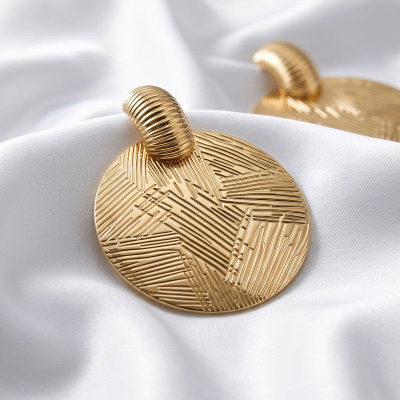 Classy Geometric Textured Disc Earrings