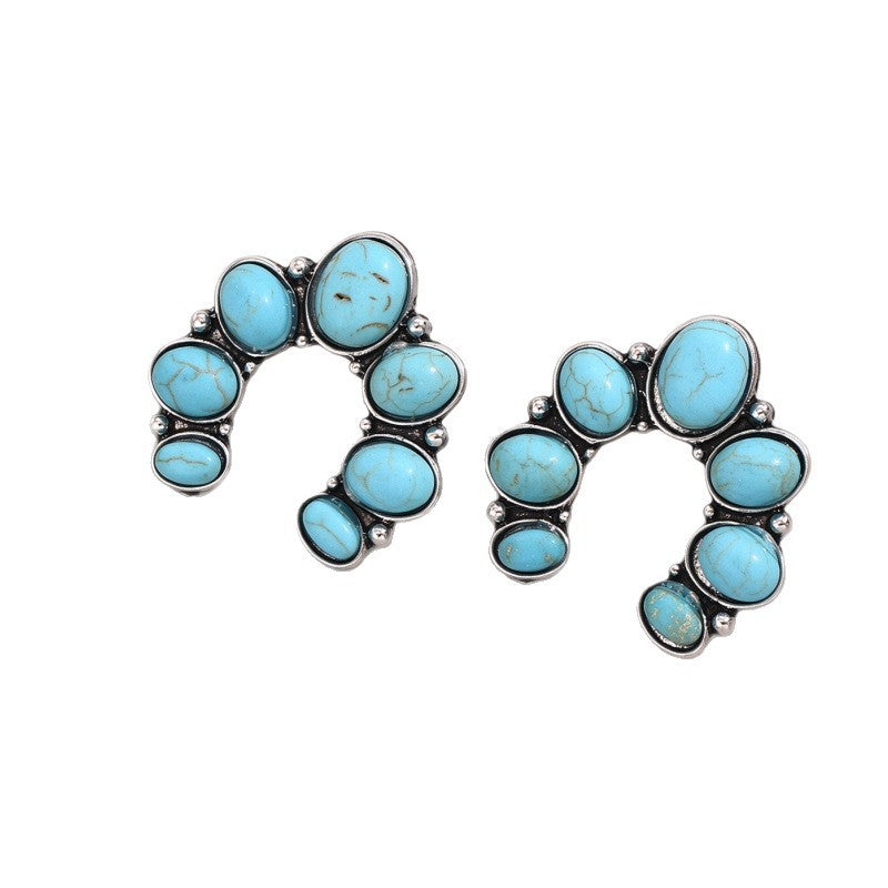 Boho Vintage Turquoise Arch Stud Earrings