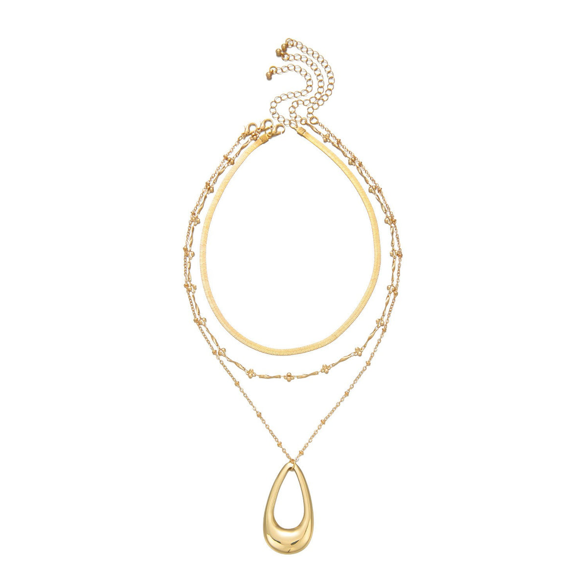 Classy Layered Teardrop Gem Necklace