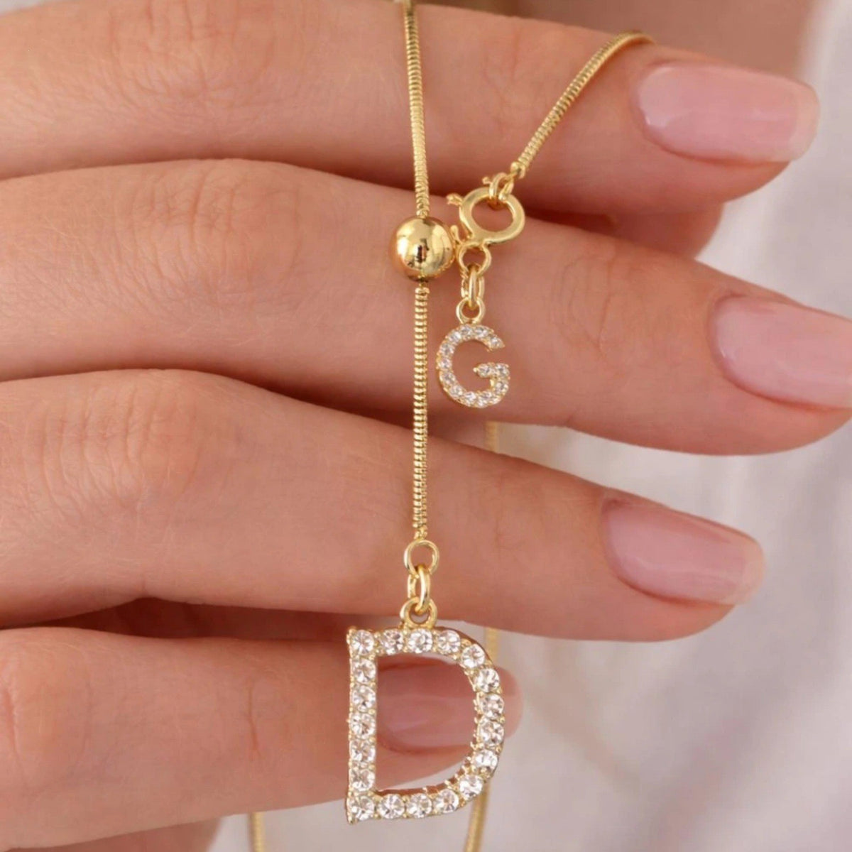 Dainty Initial Drop Lariat Necklace
