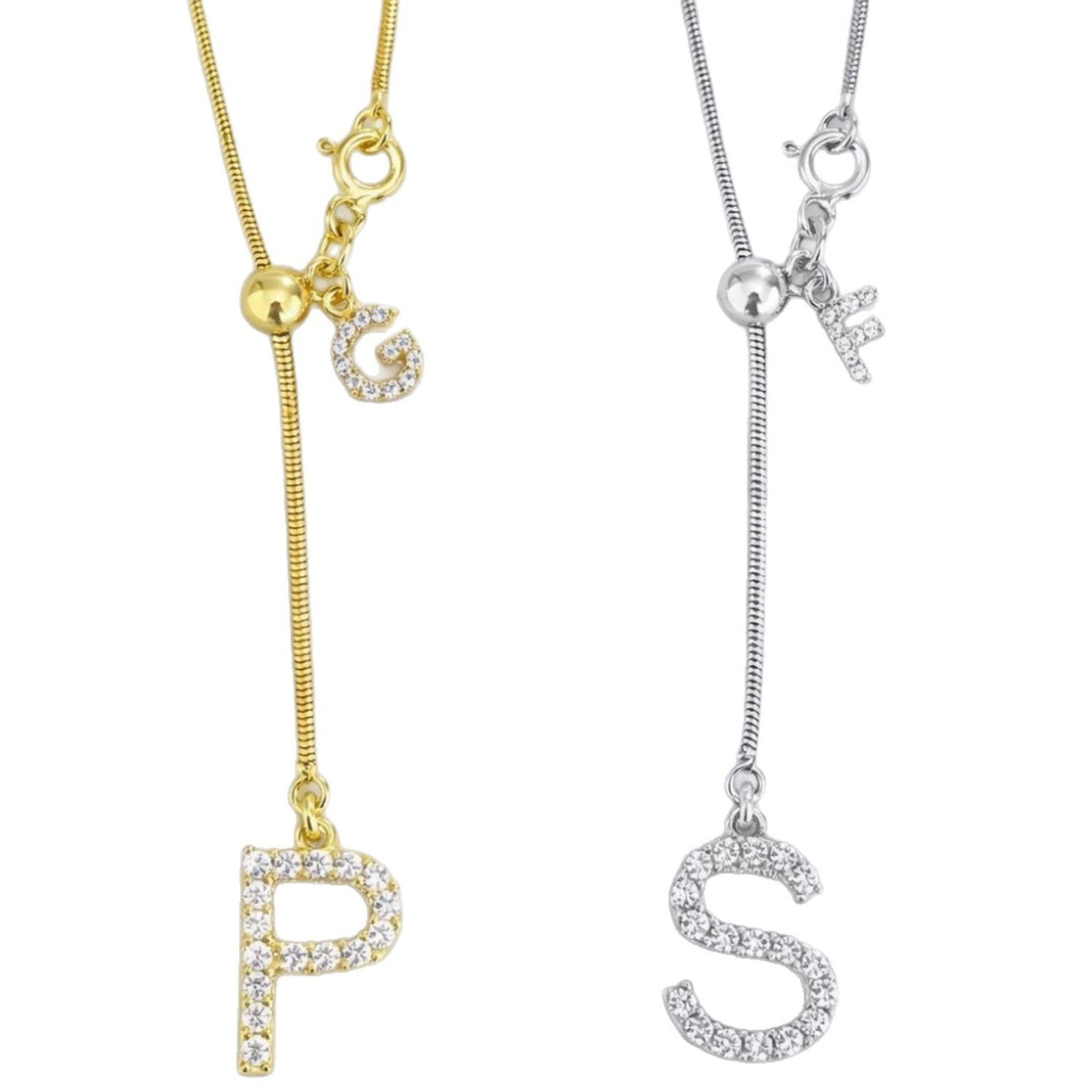 Dainty Initial Drop Lariat Necklace