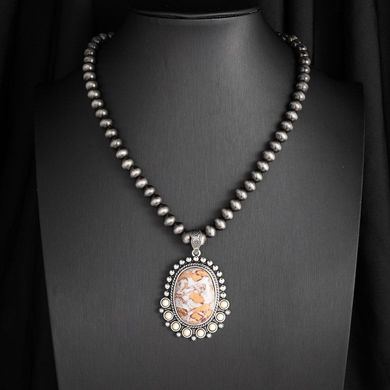 Vintage Pink Mosaic Beaded Necklace