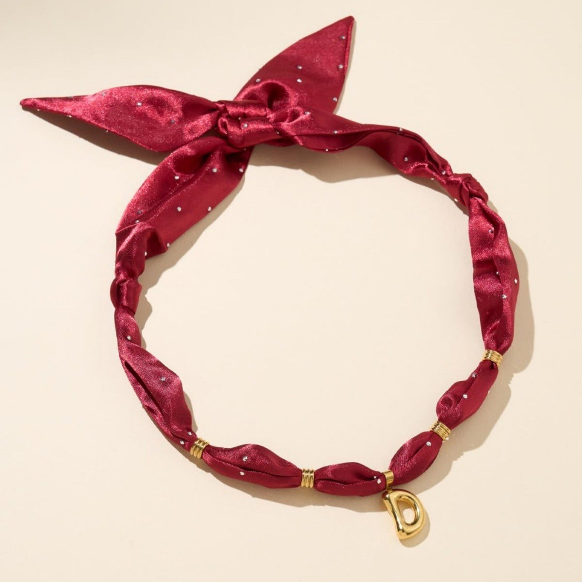 Elegant Burgundy Scarf Initial Necklace