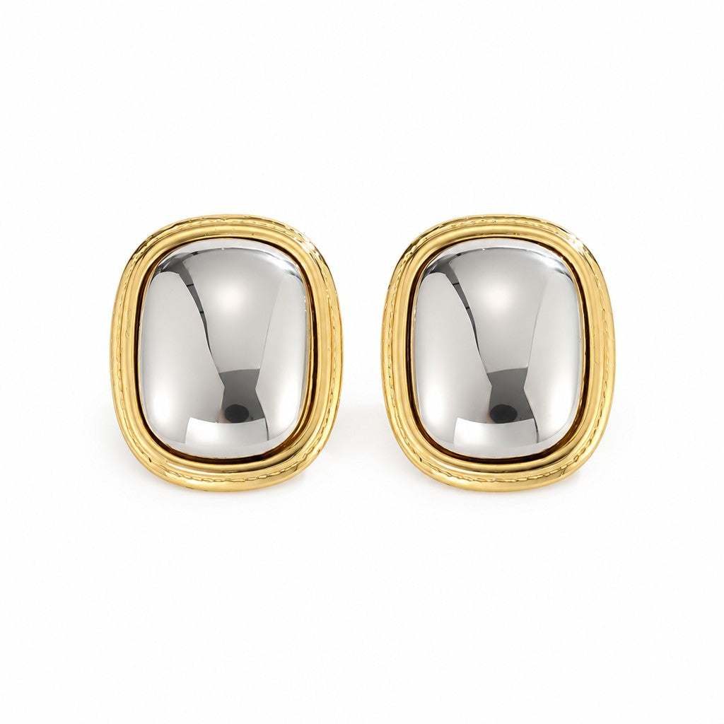 18k Classy Geometric Mirror Stud Earrings