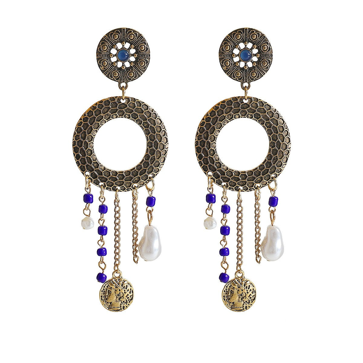Classy Vintage Circle Pearl Drop Earrings
