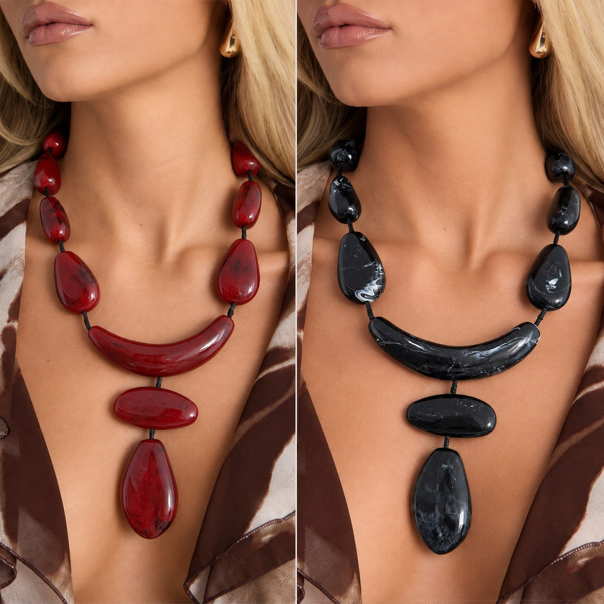 Boho Irregular Resin Statement Necklace