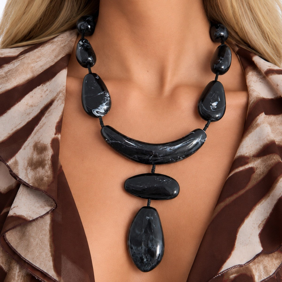 Boho Irregular Resin Statement Necklace