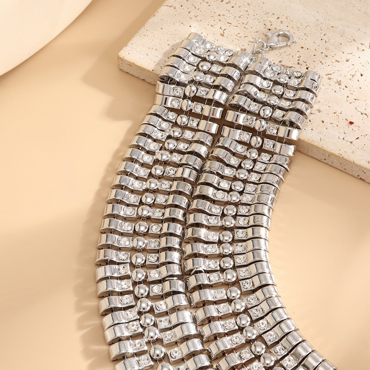 Classy Geometric Rhinestone Collar Necklace