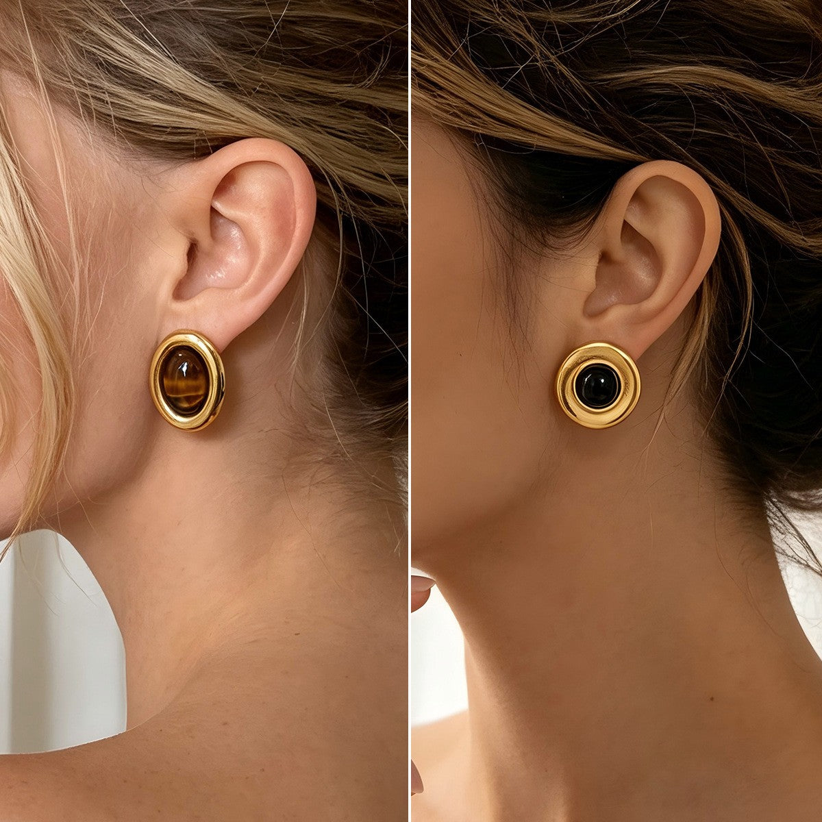 Classy Geometric Stone Stud Earrings