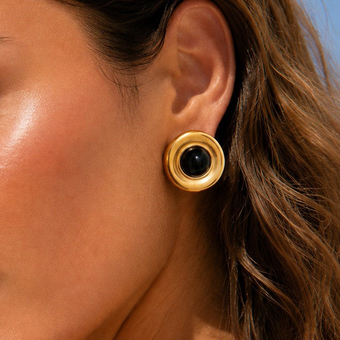 Classy Geometric Stone Stud Earrings