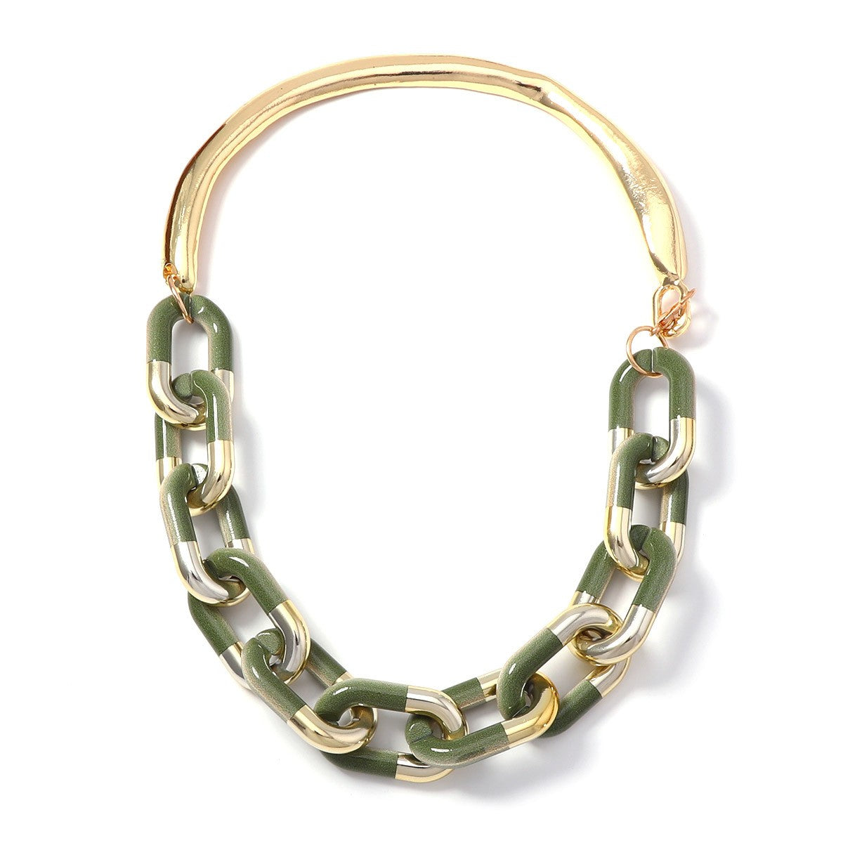 Vintage Red Geometric Chain Collar Necklace