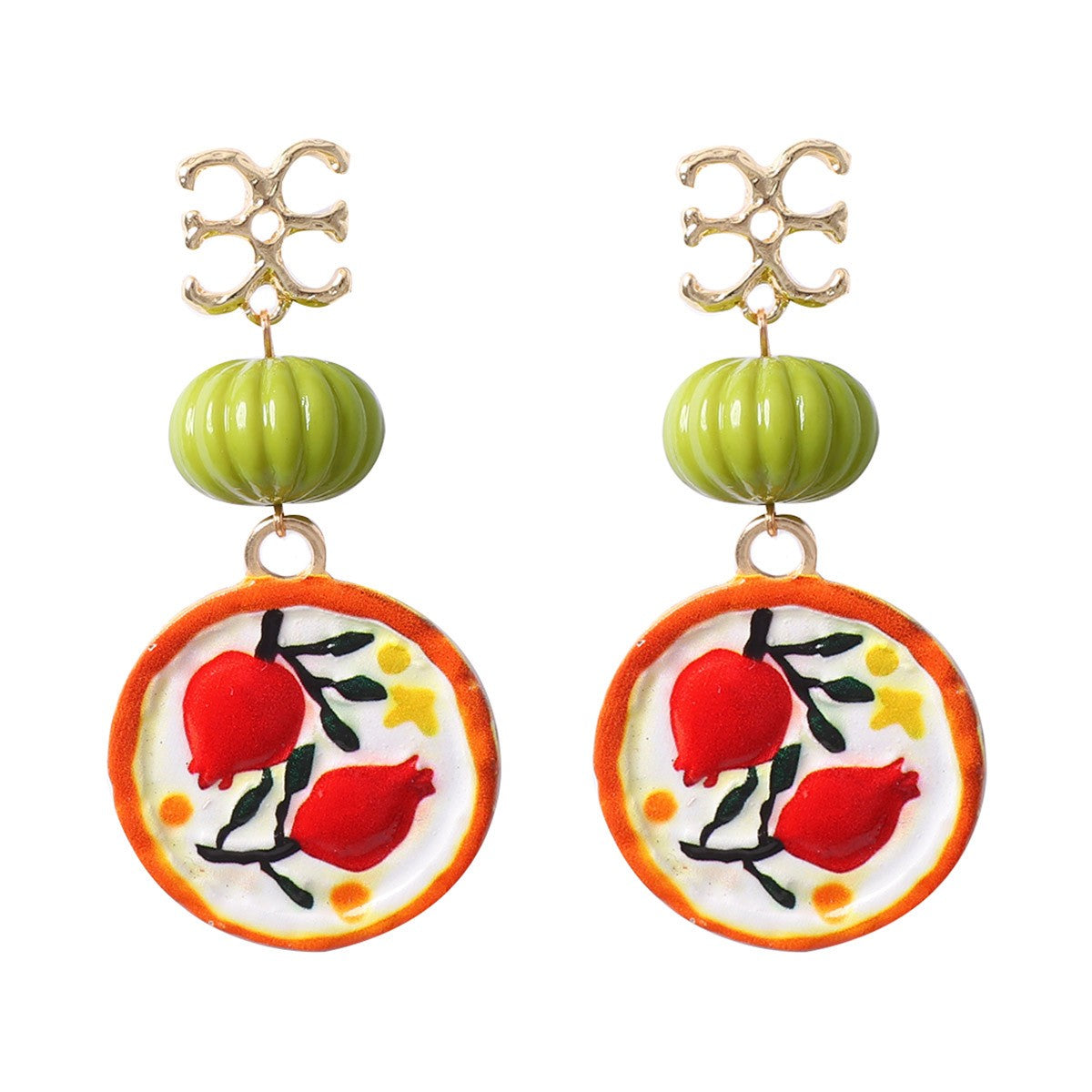 Classy Teal Enamel Flower Drop Earrings