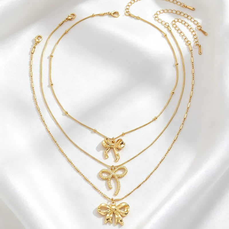 Romantic Multi-Layer Bow Necklace