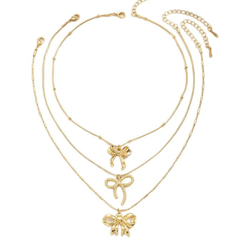 Romantic Multi-Layer Bow Necklace