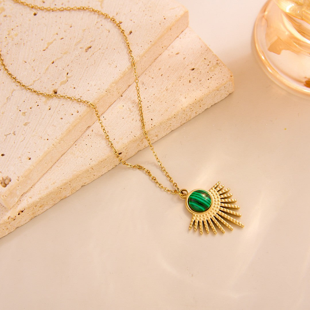 Classy Turquoise Fan Pendant Necklace