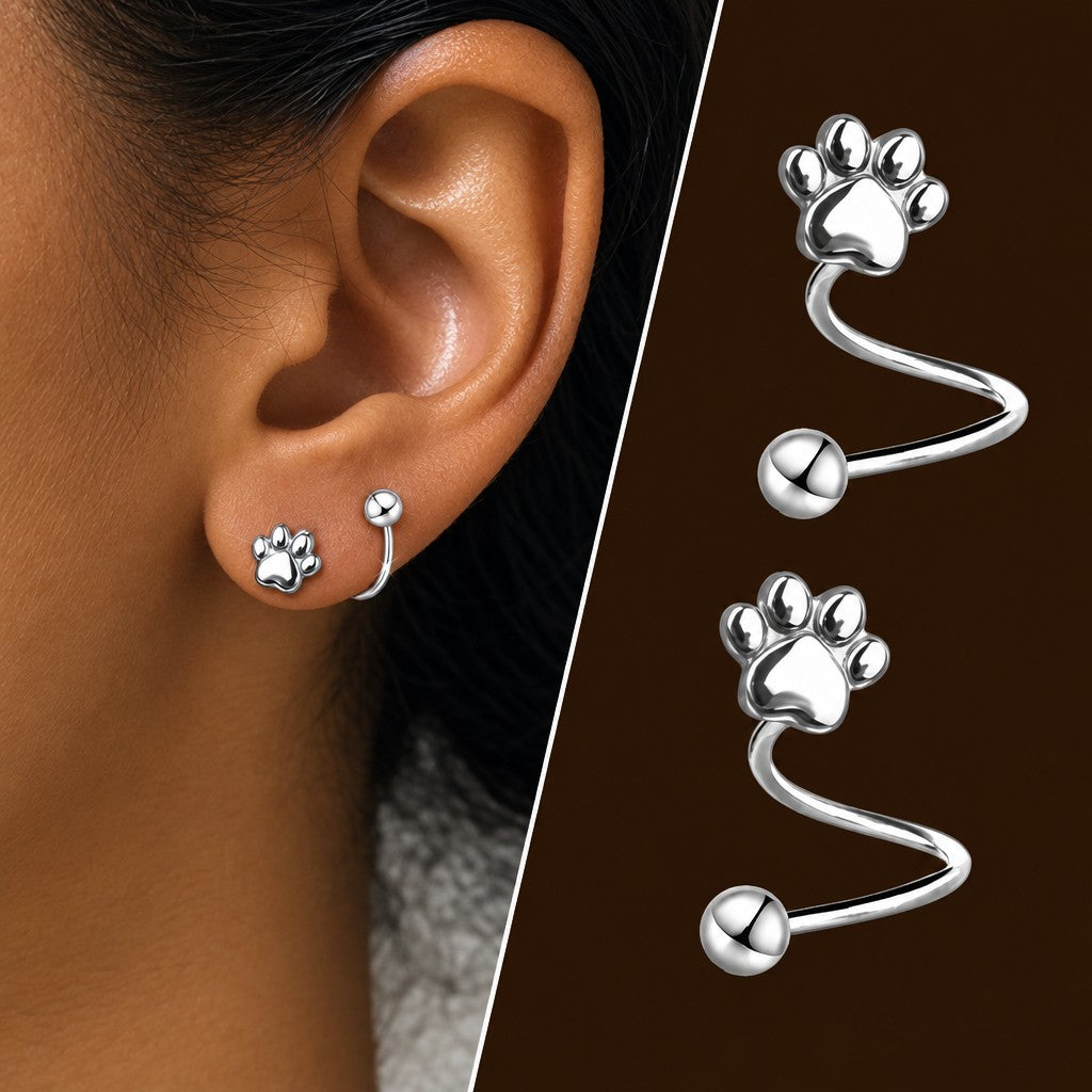 Dainty Cat Paw Ear Climber Earrings