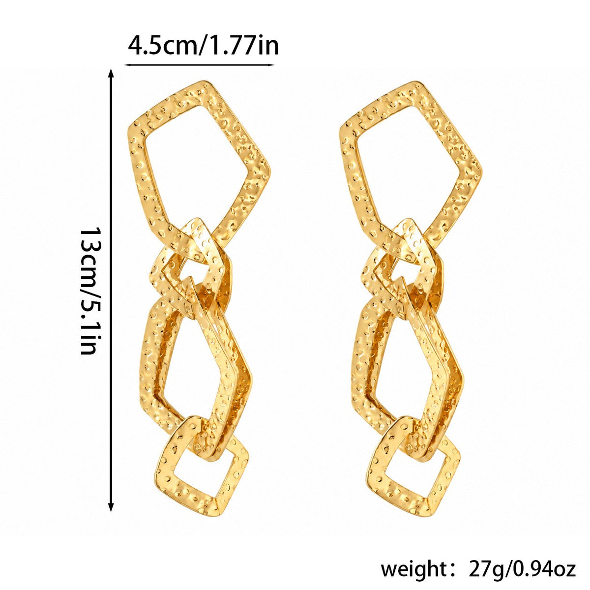 Statement Textured Geometric Link Earrings