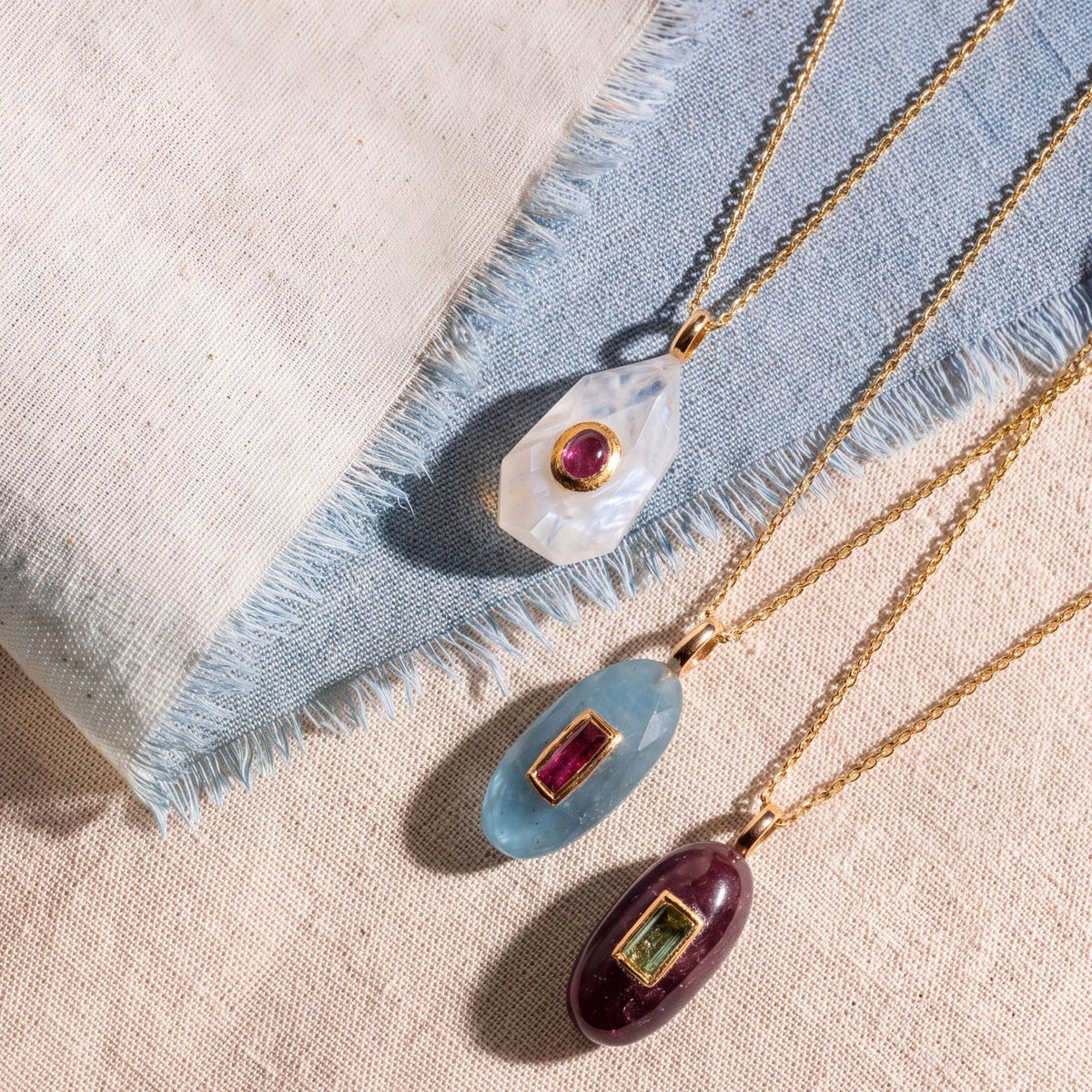 Boho Geometric Gemstone Pendant Necklace