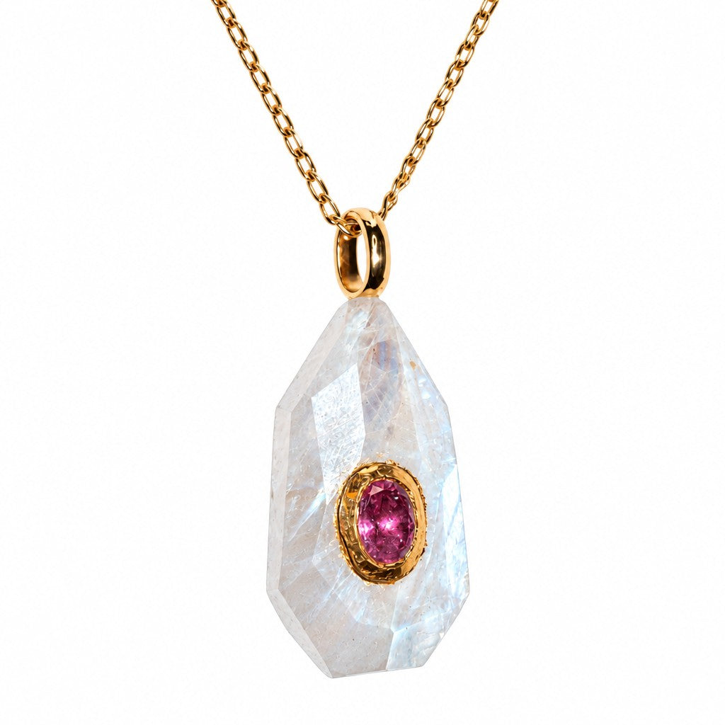 Boho Geometric Gemstone Pendant Necklace