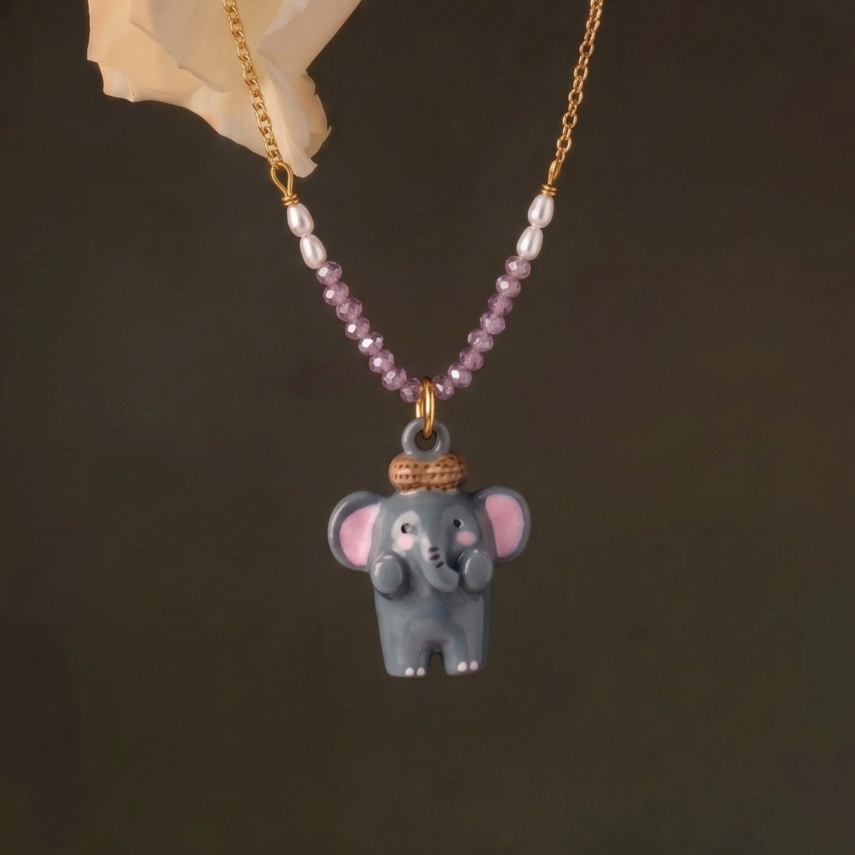 Dainty Layered Penguin & Pig Beaded Necklace