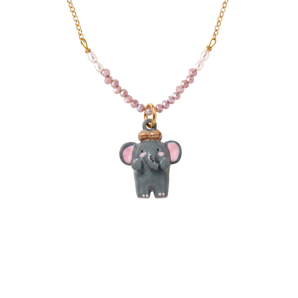 Dainty Layered Penguin & Pig Beaded Necklace