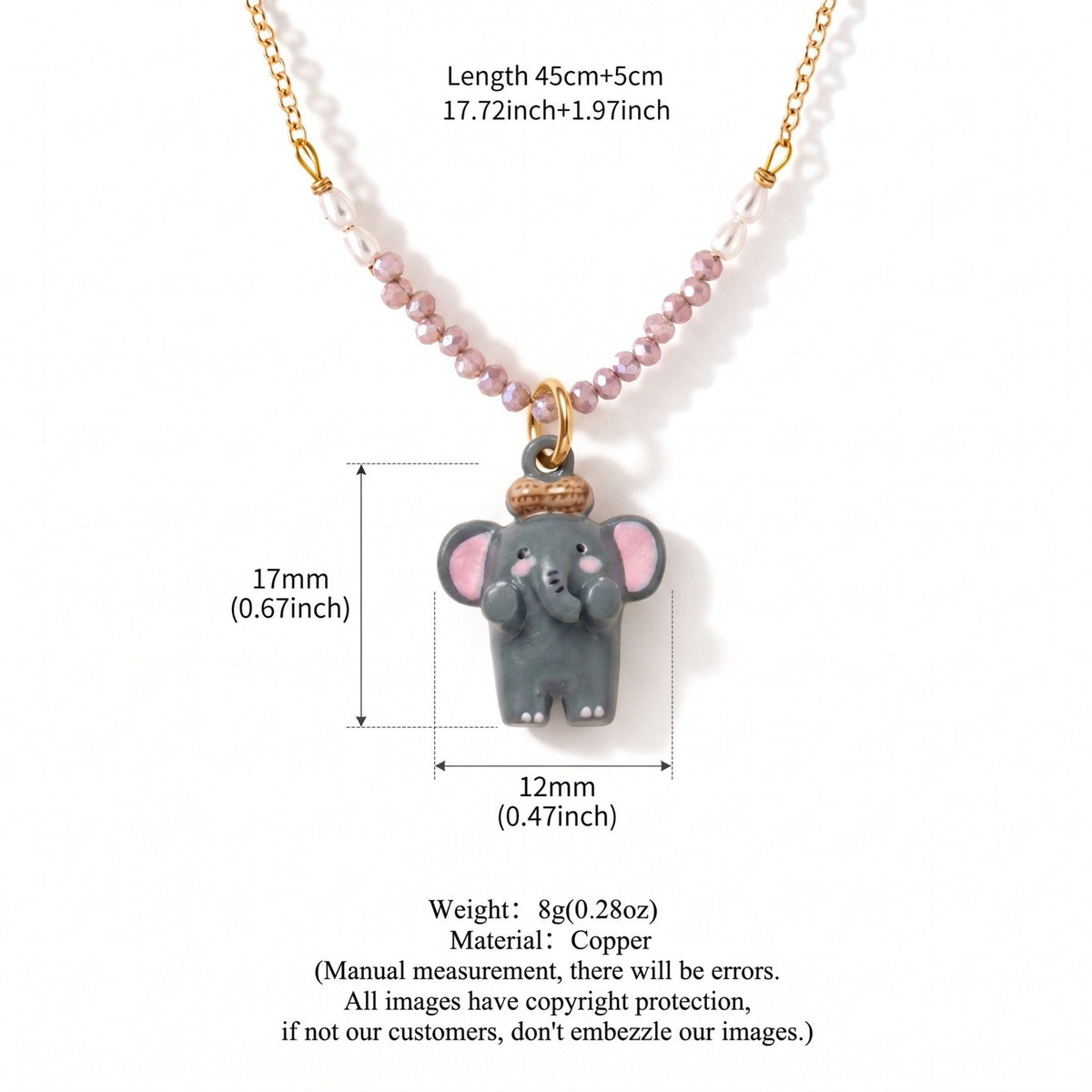 Dainty Layered Penguin & Pig Beaded Necklace