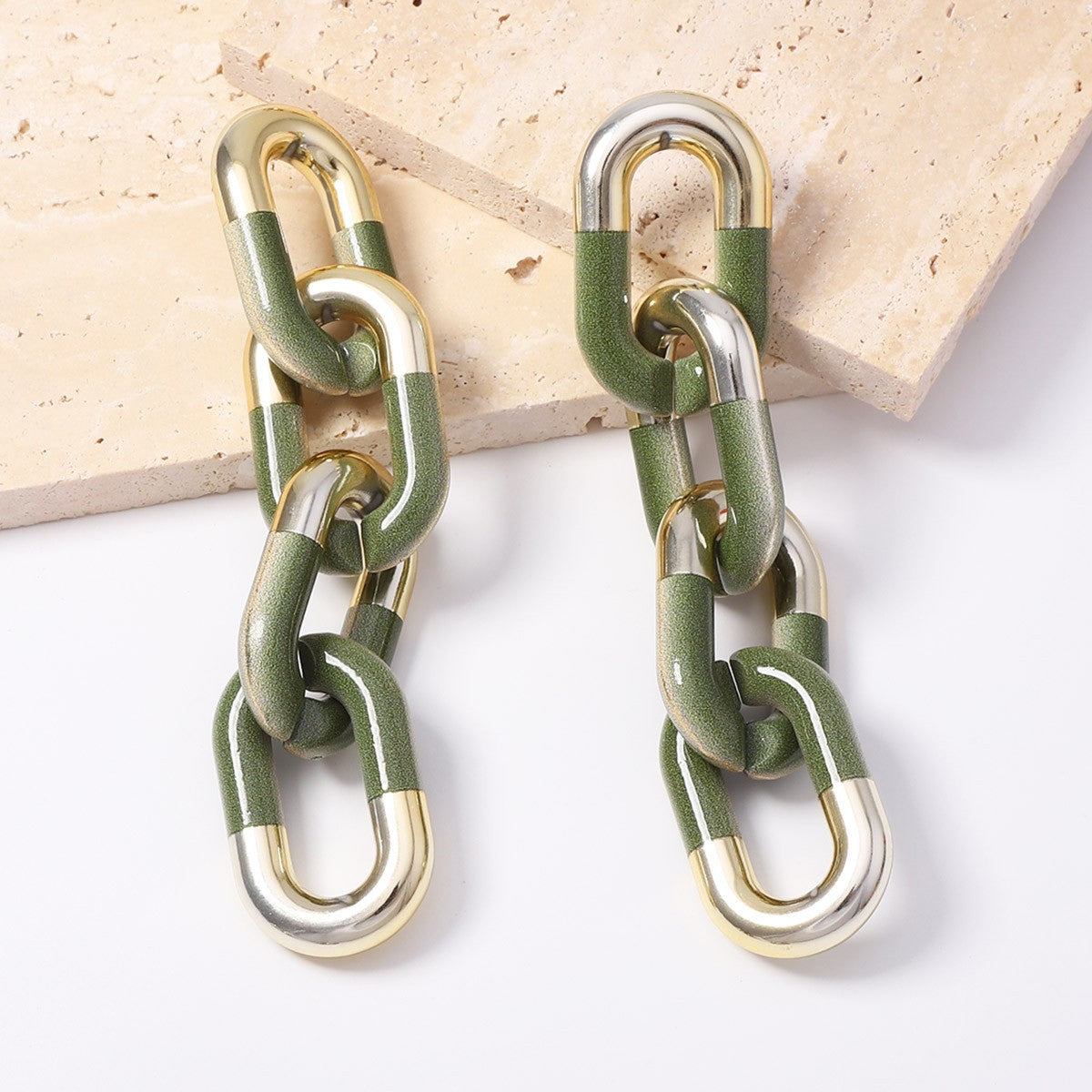 Classy Vintage Green Link Drop Earrings