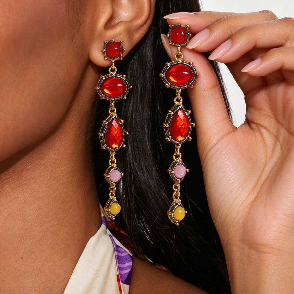 Classy Vintage Multi-Shape Resin Drop Earrings
