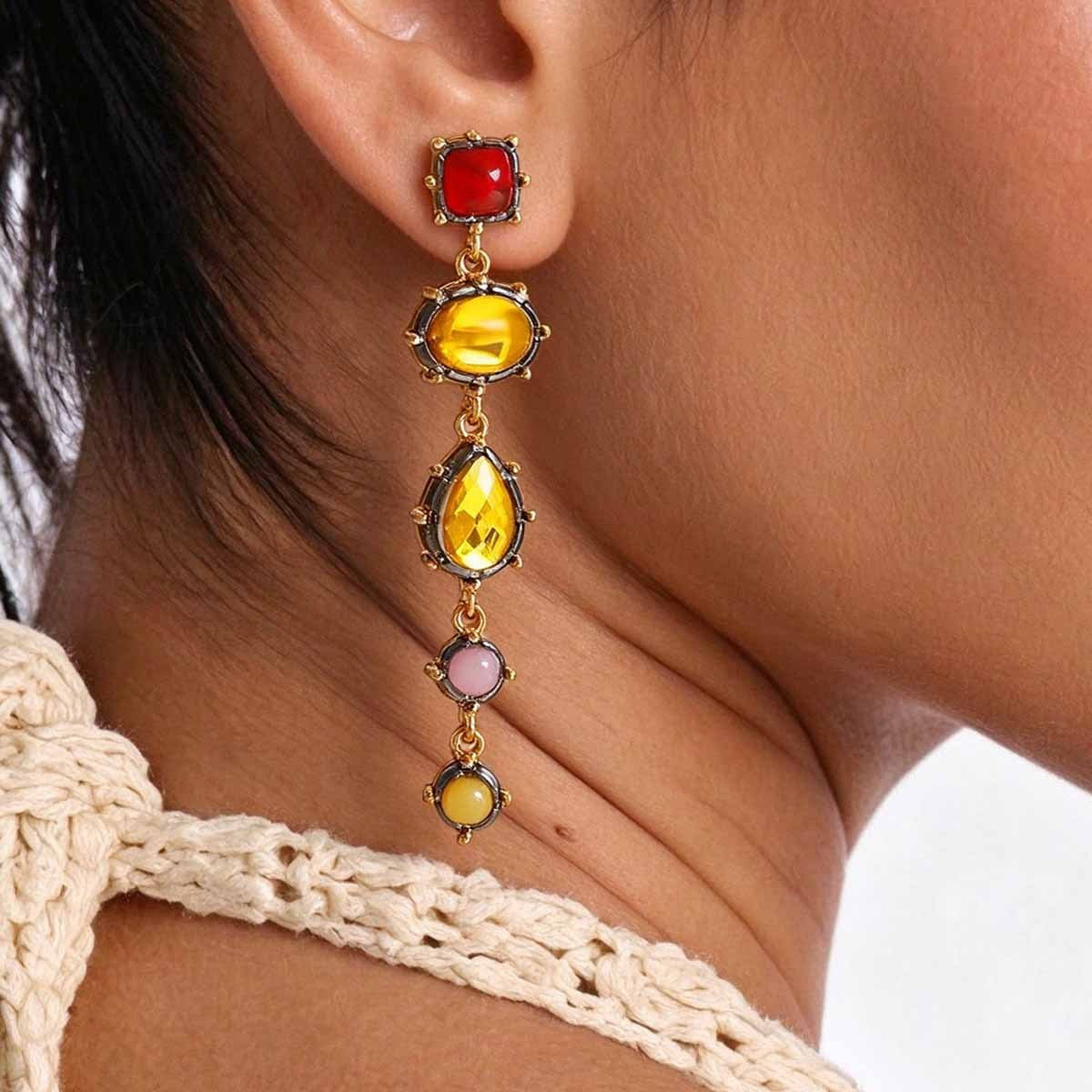 Classy Vintage Multi-Shape Resin Drop Earrings