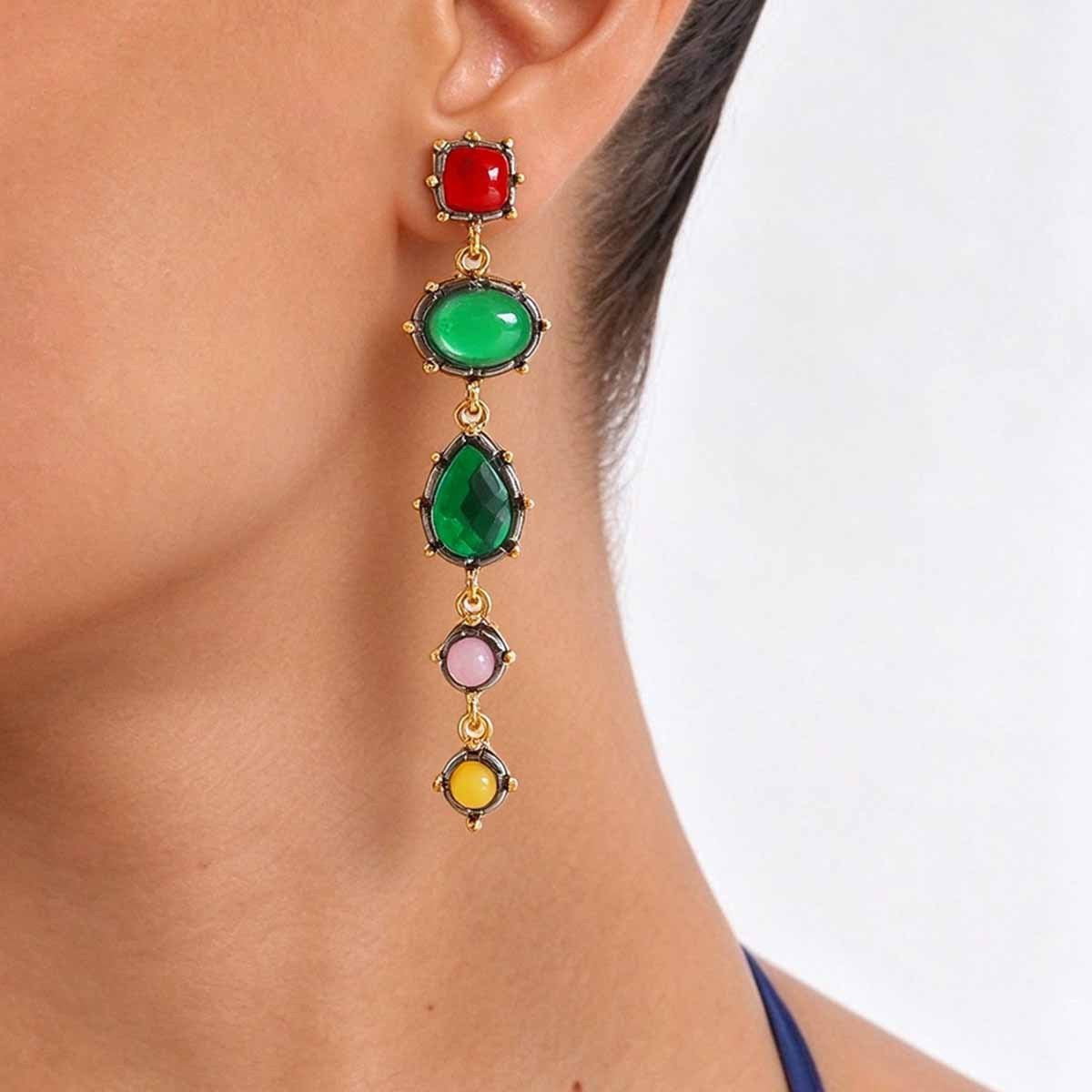 Classy Vintage Multi-Shape Resin Drop Earrings