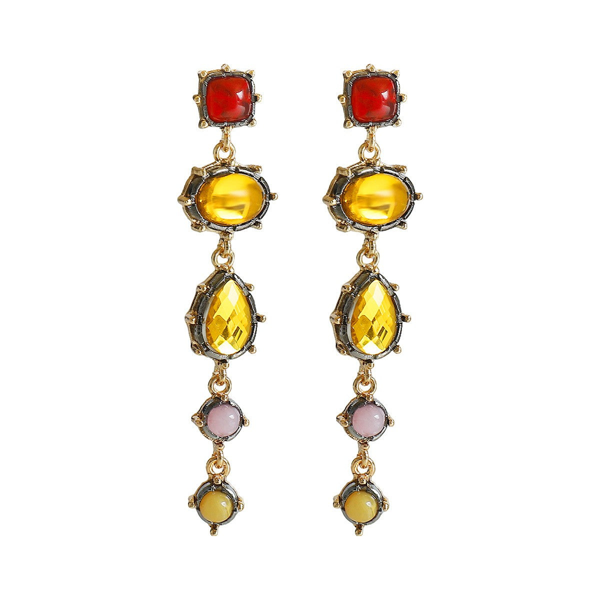 Classy Vintage Multi-Shape Resin Drop Earrings