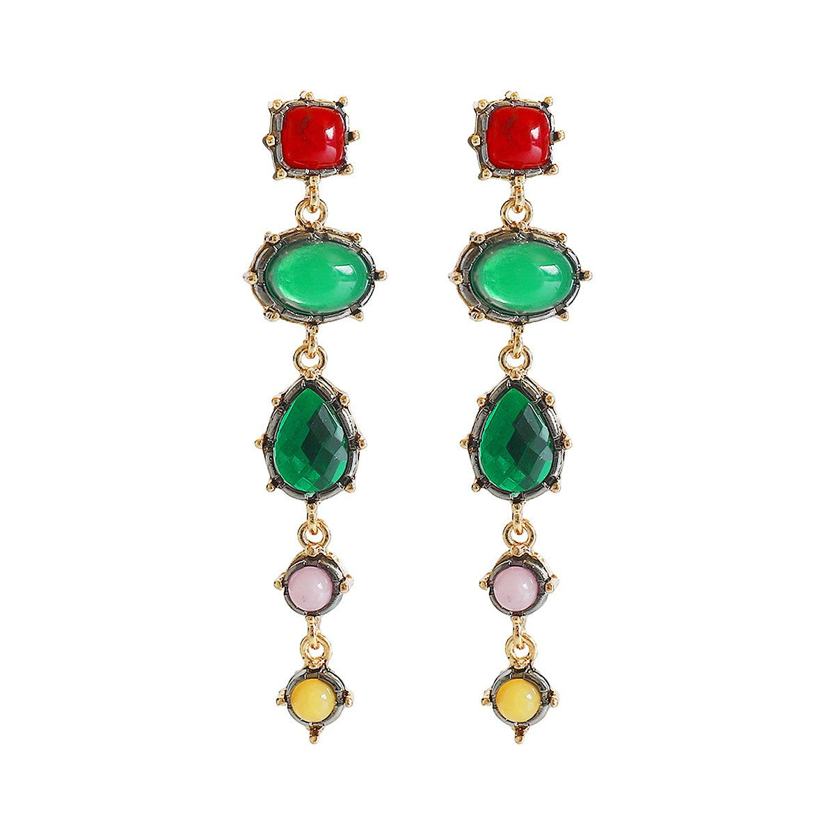 Classy Vintage Multi-Shape Resin Drop Earrings