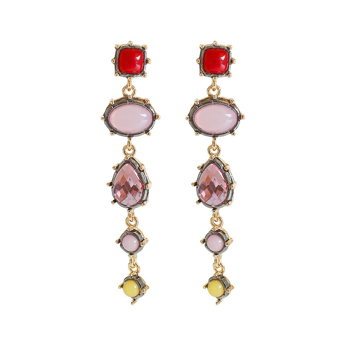 Classy Vintage Multi-Shape Resin Drop Earrings