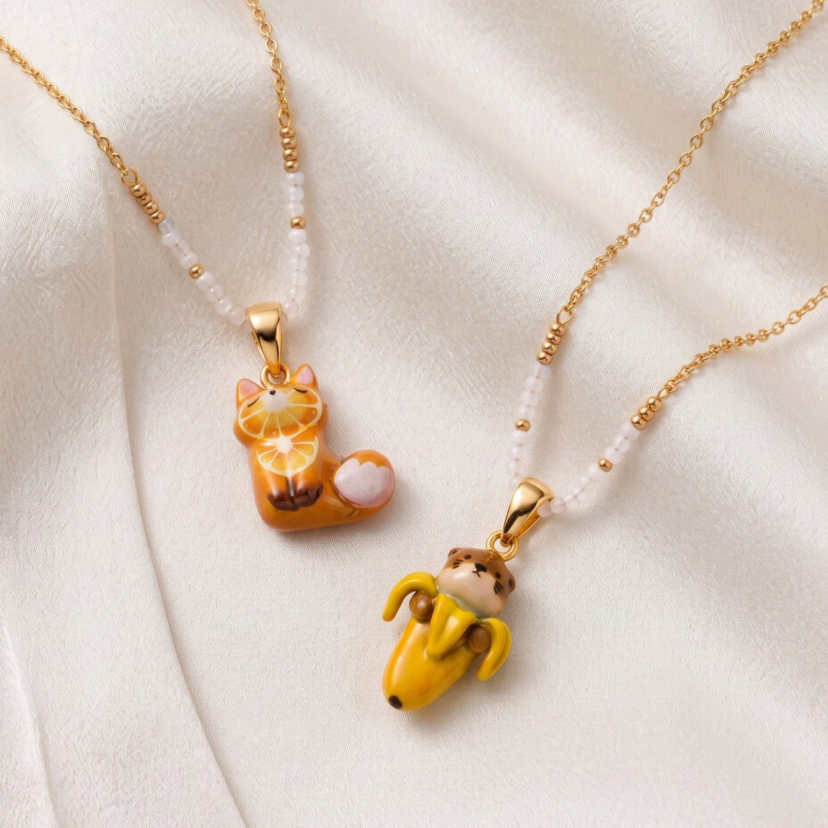 Dainty Layered Enamel Animal Charm Necklace