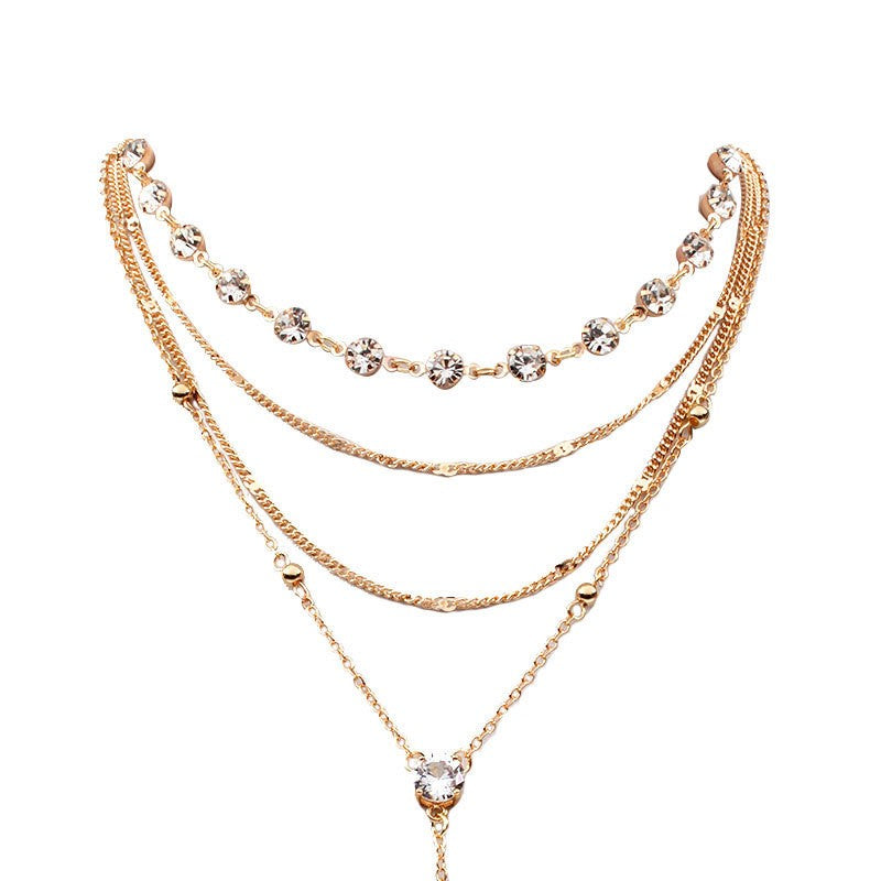 Classy Layered Rhinestone Y-Necklace Set