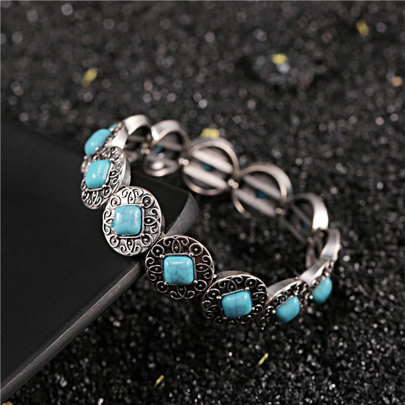 Vintage Inspired Turquoise Scroll Bracelet
