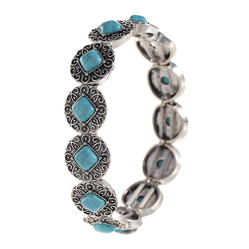 Vintage Inspired Turquoise Scroll Bracelet