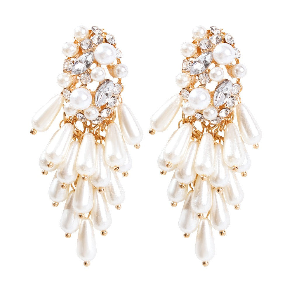 Classy Faux Pearl Cluster Dangle Earrings