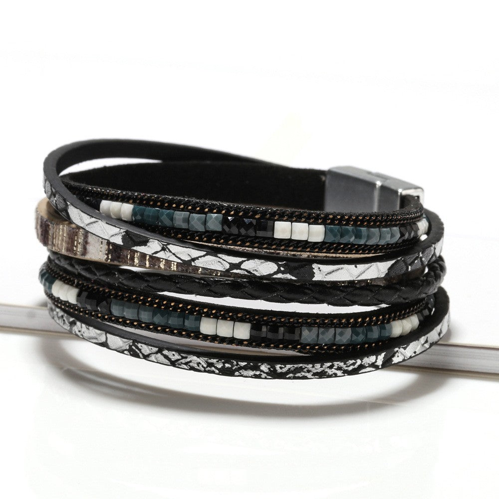 Boho Vintage Woven Leather Wrap Bracelet