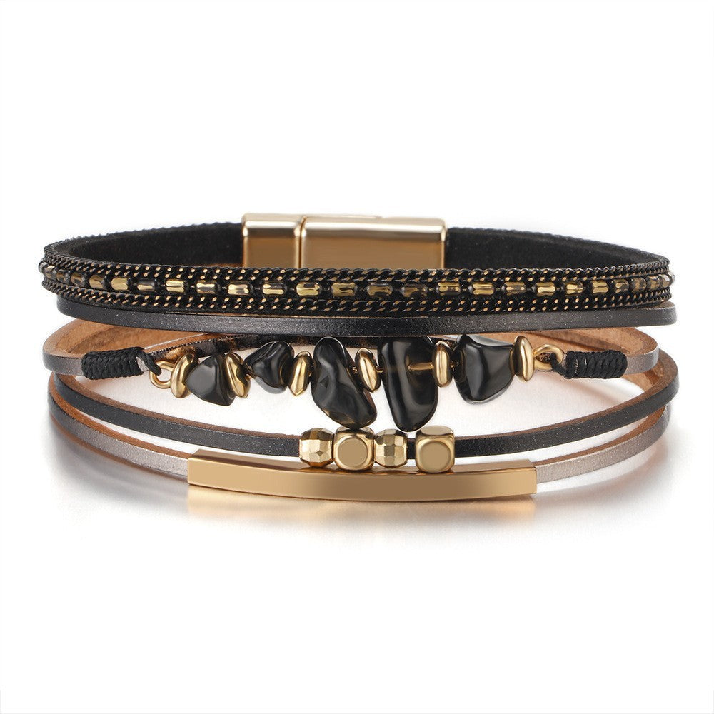 Boho Vintage Woven Leather Wrap Bracelet