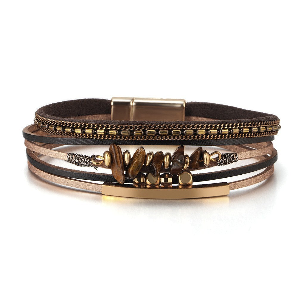 Boho Vintage Woven Leather Wrap Bracelet