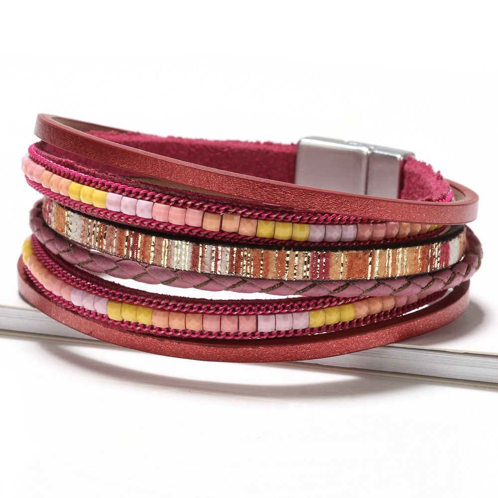 Boho Vintage Woven Leather Wrap Bracelet