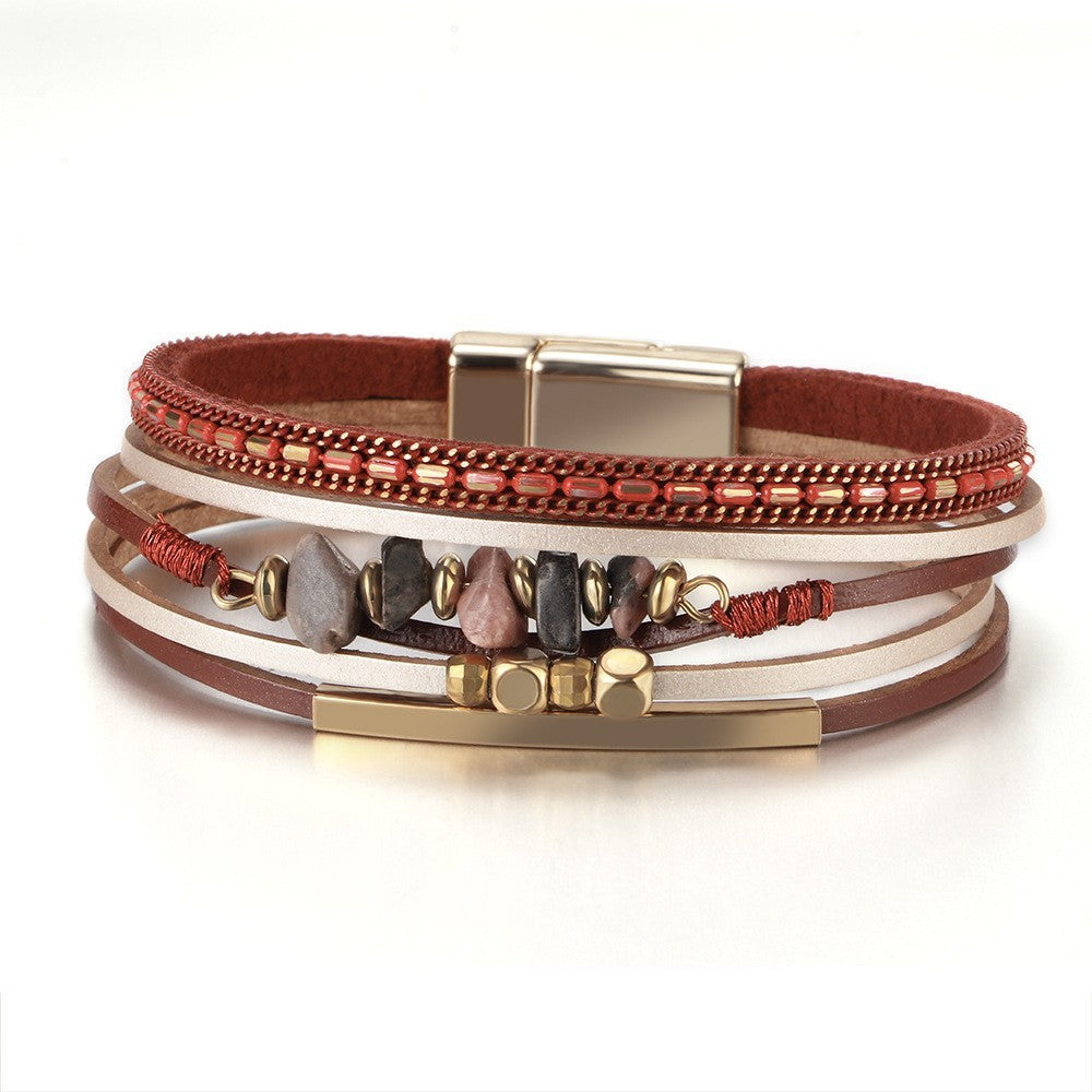 Boho Vintage Woven Leather Wrap Bracelet
