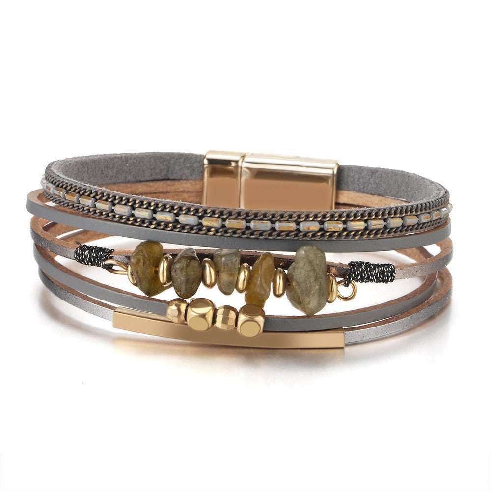Boho Vintage Woven Leather Wrap Bracelet