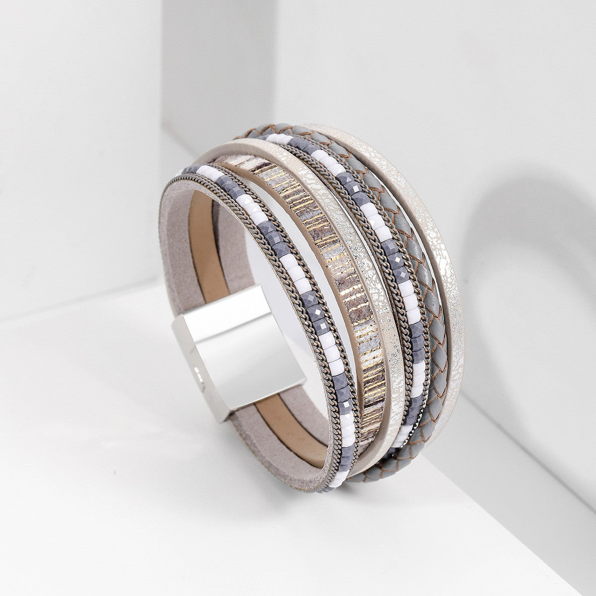 Boho Vintage Woven Leather Wrap Bracelet