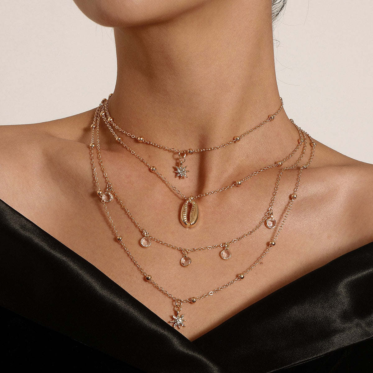 Dainty Multi-Layer Shell & Star Necklace