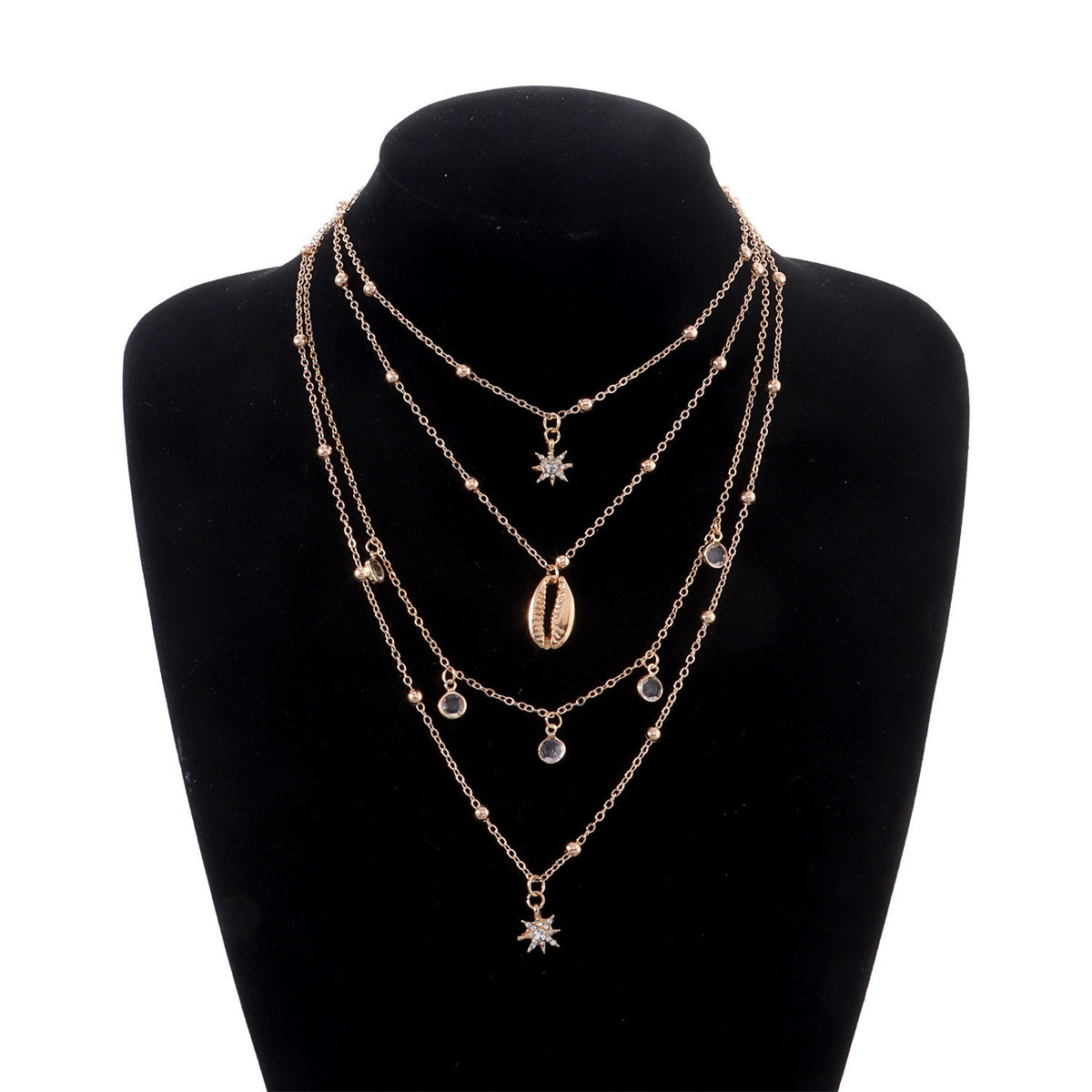 Dainty Multi-Layer Shell & Star Necklace