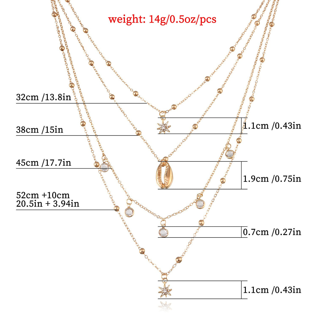 Dainty Multi-Layer Shell & Star Necklace