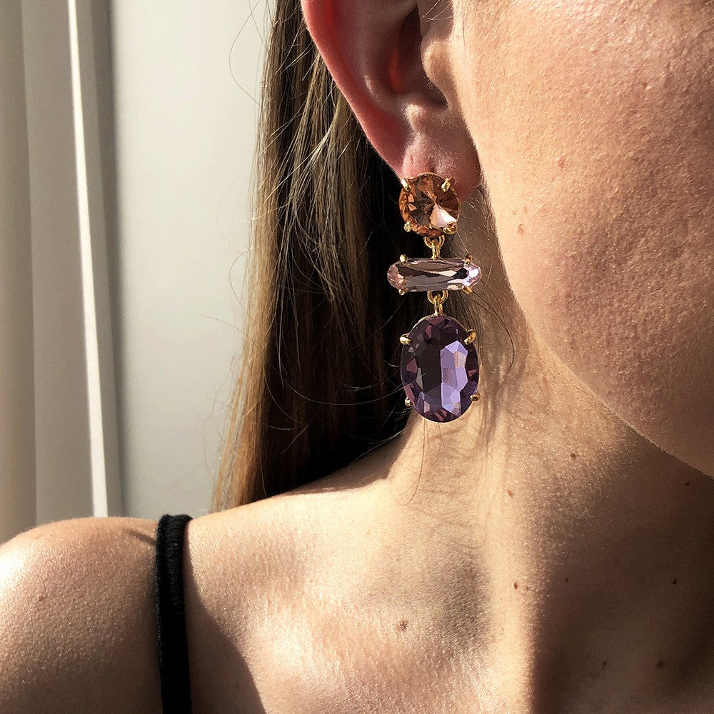 Classy Green & Blue Geometric Drop Earrings